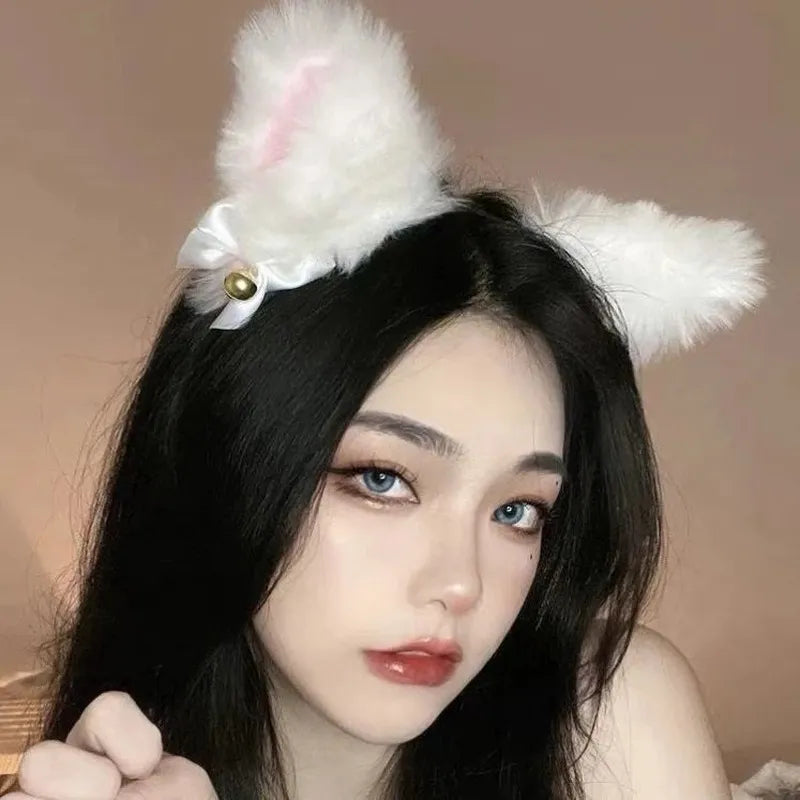 4pcs Lovely Cat Ear Hairband Claw Gloves Girls Anime Cosplay Costume Plush Cat Fur Ear Stocking Night Party Club Headbands