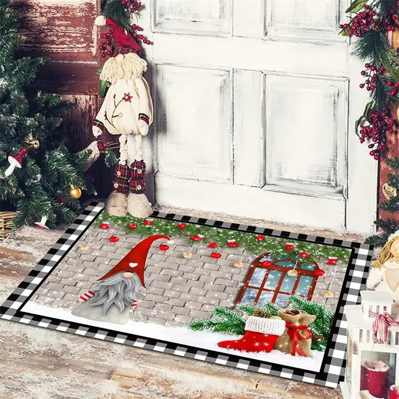 Christmas Entrance Door Mat Cartoon Dwarf Print Floor Mat Living Room Corridor Balcony Welcome Mat Christmas Home Decoration