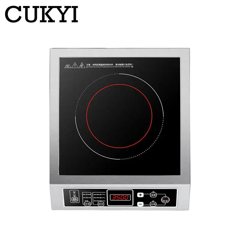 3500W Stainless Steel Induction Cooker Firepower Adjustable Stir-Fry Stew Furnace Commercial Canteen Cooktop 50KG Load-bearing