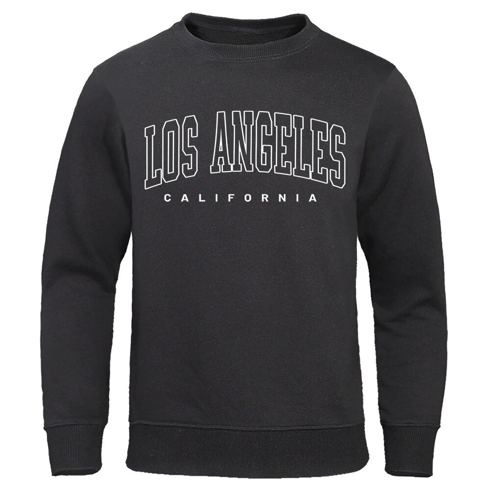 U.S.A Los Angeles California City Letter Printed For Men Fashion Casual Sweatshirt Loose Oversize Clothes O-Neck Warm Streetwear