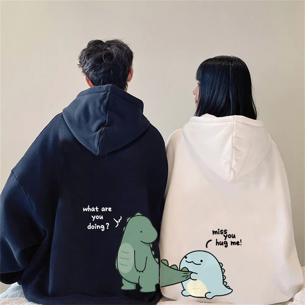 Spring or Autumn Men and Women Jumpers Hoodie Fun Dinosaur Print Long-sleeved Fashion Sweatshirt of Couple Y2K Clothes Hoodie