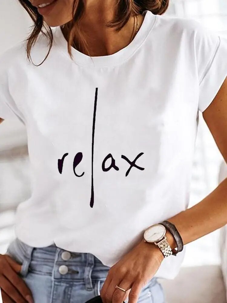 Clothes Ladies Summer T Clothing Print Fashion Casual T-shirts Letter 90s Trend Cute Short Sleeve Women Female Graphic Tee