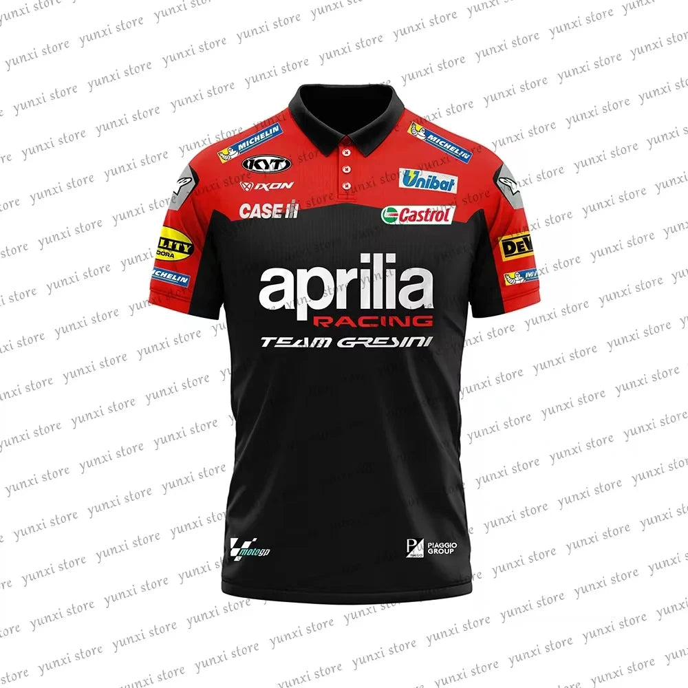 New Summer Hot Selling Men's Motorcycle Race GP Track Outdoor Sports Breathable Fit Aprilia Team Polo Shirt