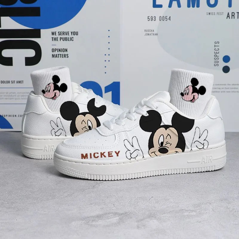 Disney Girls Stitch Princess Cute Casual Sneakers Mickey Mouse Boy Kids Non-slip Soft Bottom Sports Cricket Shoes