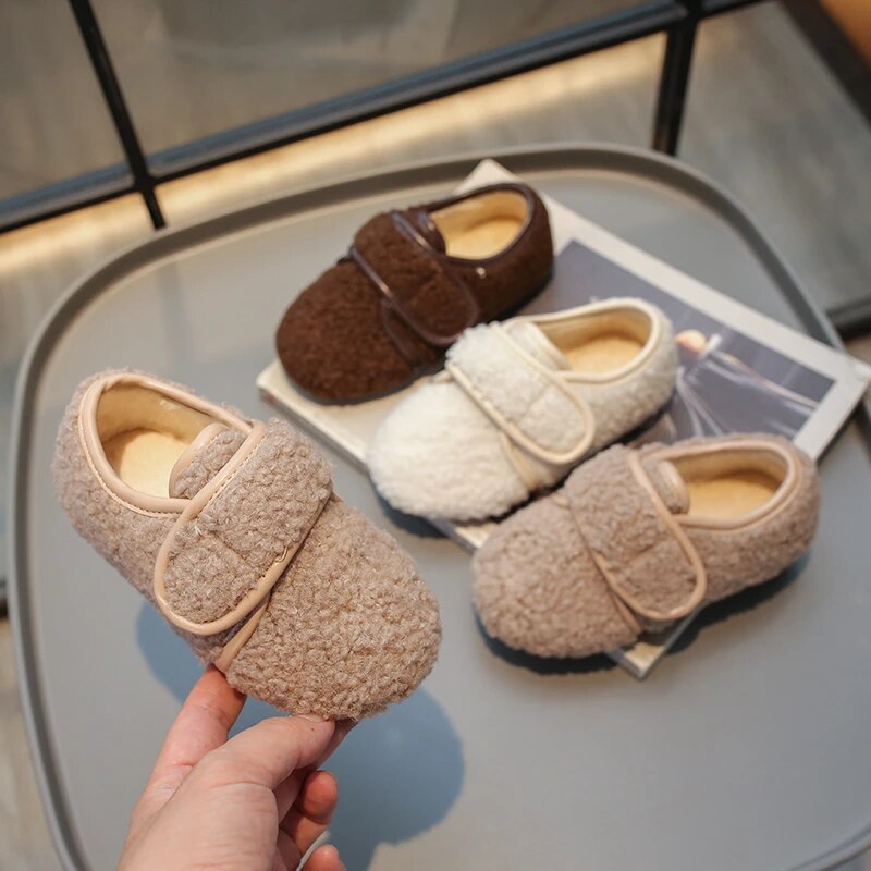 Boys Flats Warm Winter New Soft Children Fashion Versatile Soft Japanese Style Kids Moccasin Shoes for Girls Kids Chic Simple