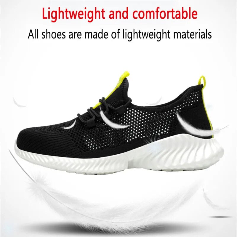 summer work shoes with protection breathable Lightweight safety shoes with iron toe anti-stab anti-slip working summer shoes