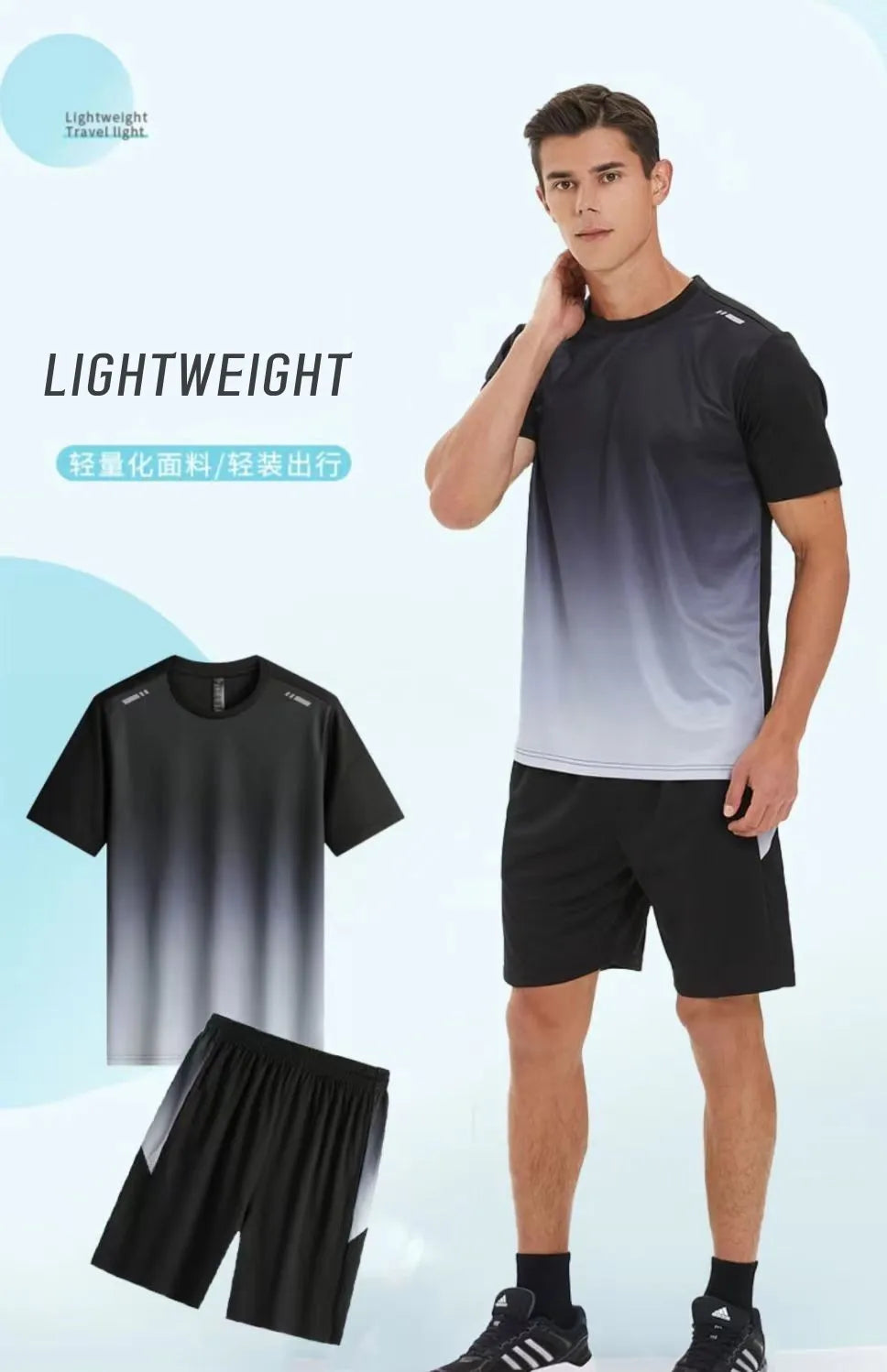 Men's Running Sport Quick Dry Sportswear Gym Breathable Football Clothing Fitness Set Athletic Wear T Shirts and Pants