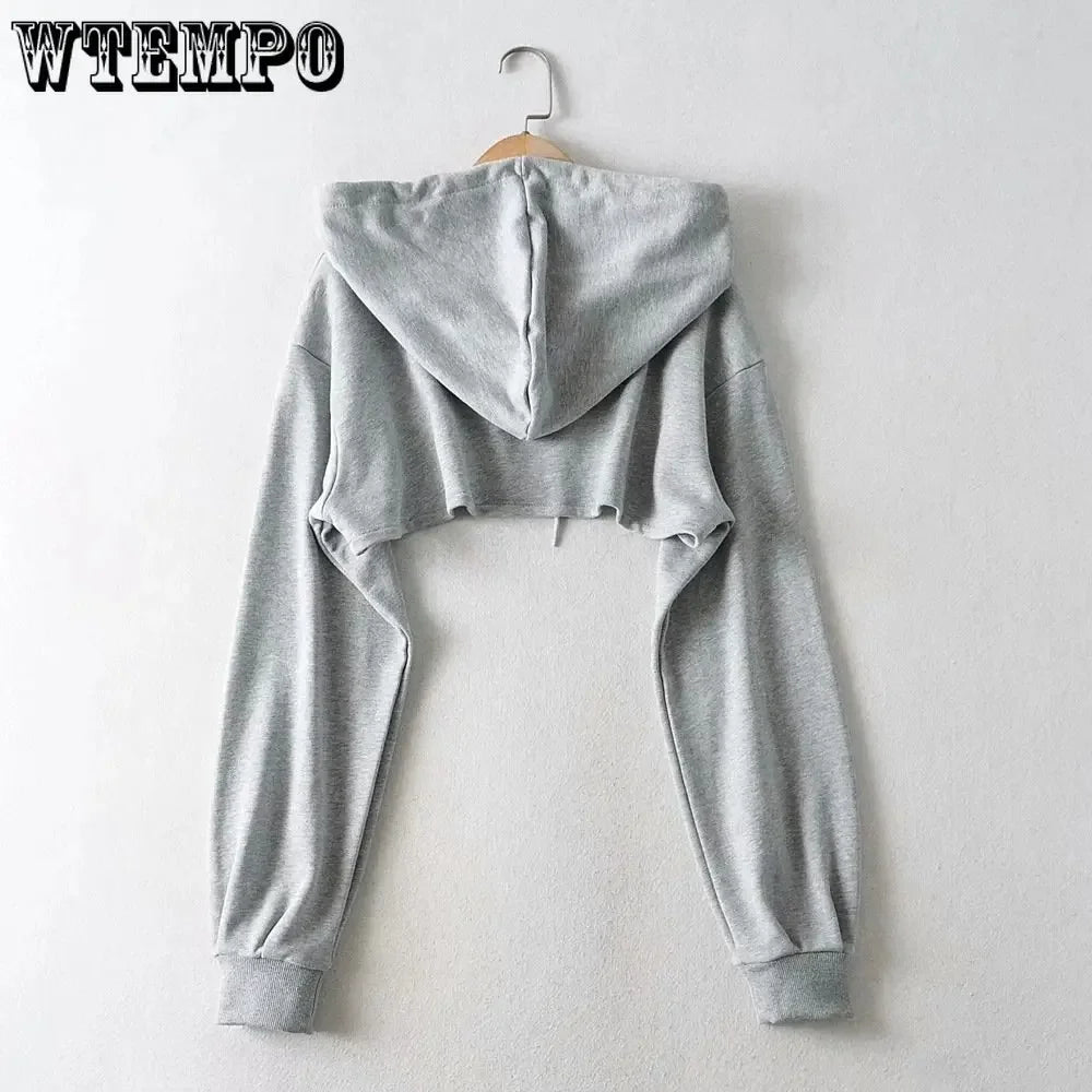 Hoodie Female Hoodie Personality Irregular Crop Ultra Short Style Long Sleeve Top Female Drop Shipping