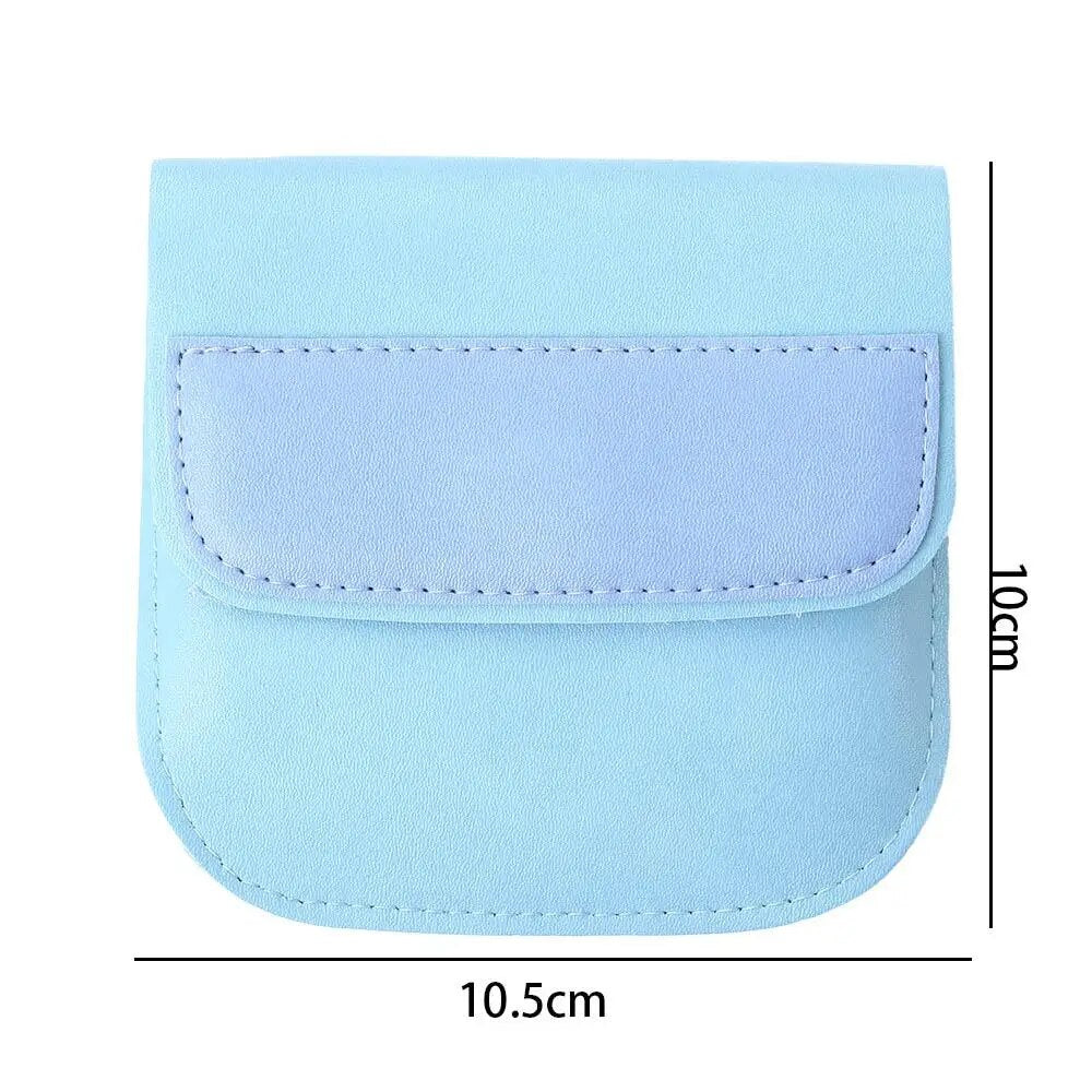 Women Men Jewelry Organizer Macaron Color Lipstick Pouch Small Key Bag Earbuds Earphone Holder Leather Coin Purse Mini Wallet