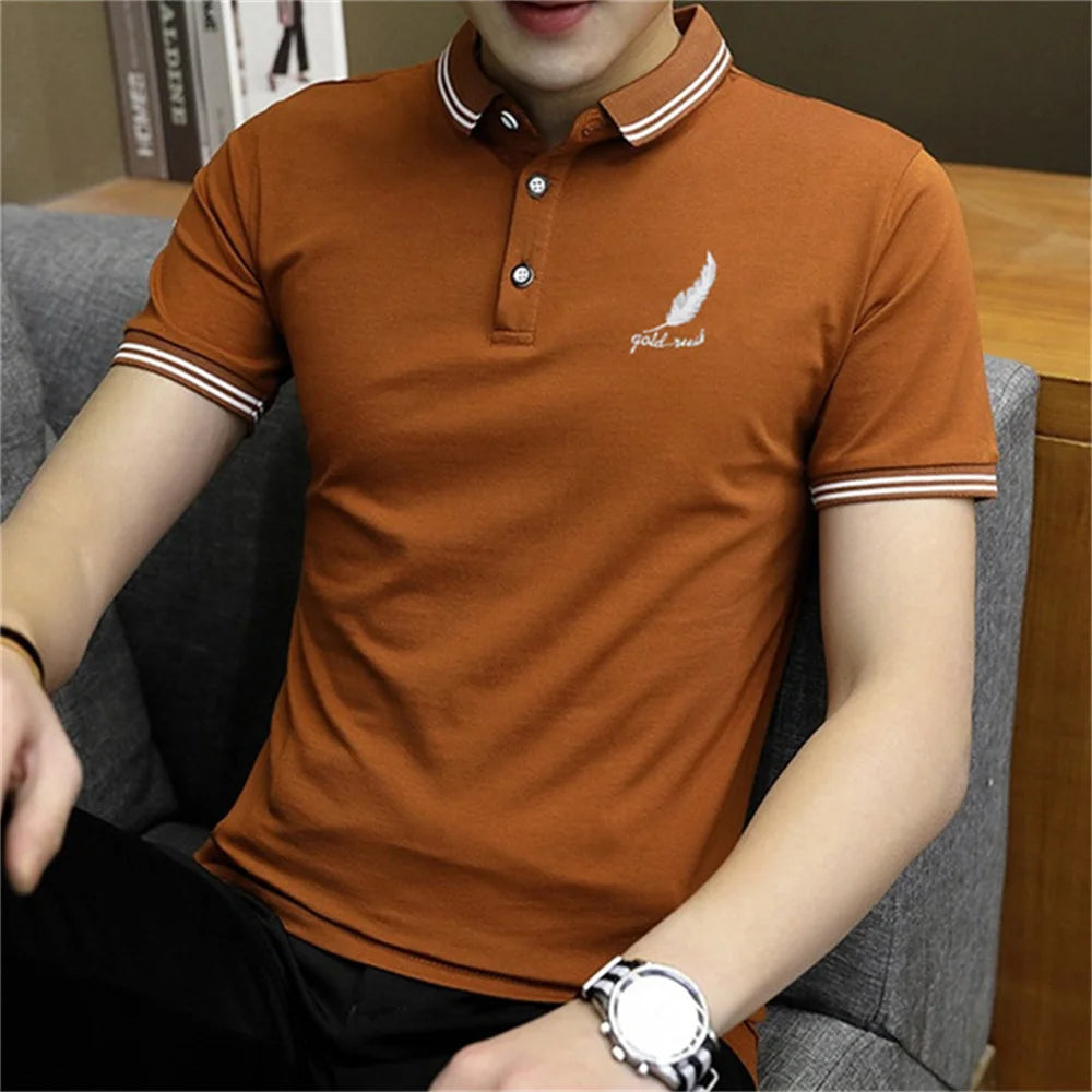 Men's Summer Lapel POLO Shirt Short Sleeve Tops Men Business Casual Youth Tops Korean Fashion Clothing Polo Shirt Men