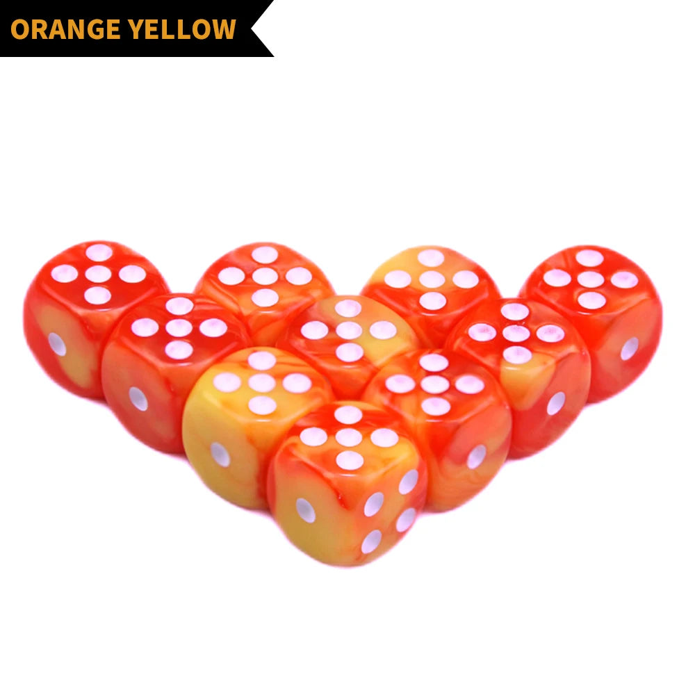 10pcs 16mm Acrylic Round Corner Dice D6 Dots Patterned Two-color Game Dice for Club Party Entertainment Toys