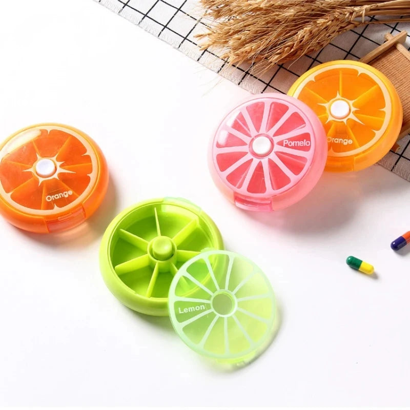 Mini Pill Box Weekly Medicine Pill Box Rotating Pill Box Case Splitter Pill Organizer Portable Travel 7 Day Pill Container Case