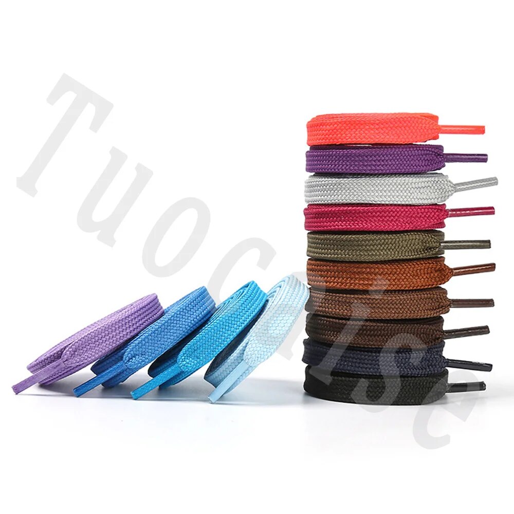 1 Pair 10mm Wide Flat Shoelaces For Sport Shoes Shoelace for Sneakers/Runner Colorful Shoe Laces Replacement