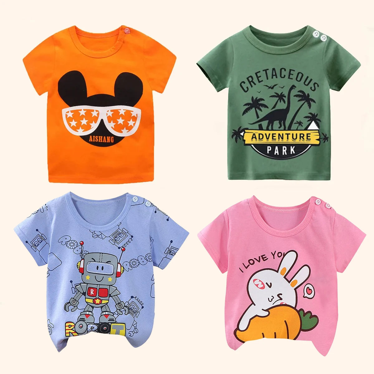 Children's Clothing T-Shirt Kids Clothes Boys Girls Summer Cartoon Tops Short Sleeve Clothes 100% Cotton Baby Clothing