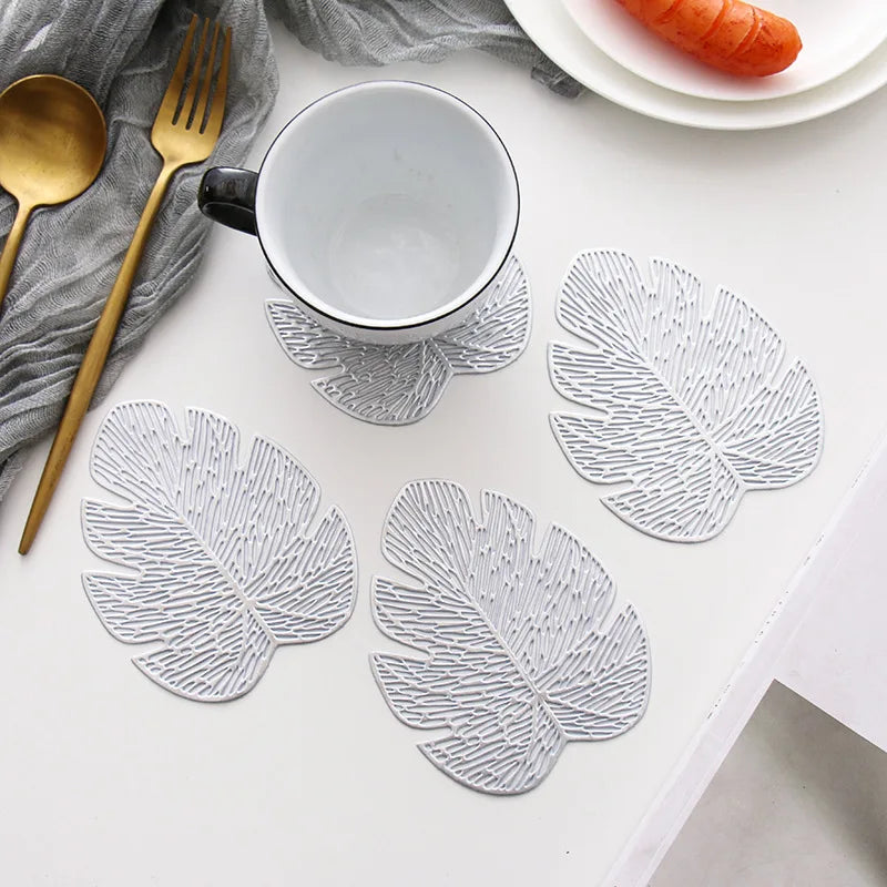 2/4/6pcs Heat Insulation Table Placemats Dining Table Mat Drink Cup Coasters Glasses Kitchen Mat PVC Non-Slip Hot Pad Placemat