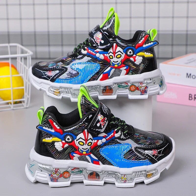 New Kids Shoes Breathable Mesh Boys Girls Cartoon Sneakers Magic Buckle Non-slip Children Casual Lightweight Running Shoes