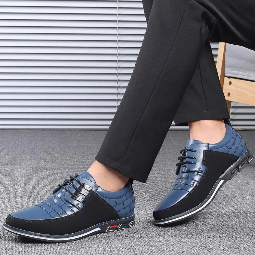 Men Casual Shoes Fashion Brand Classic Casual Men Pu Leather Shoes Black Hot Sale Breathable Business Lace-Up Men Shoes Big Size