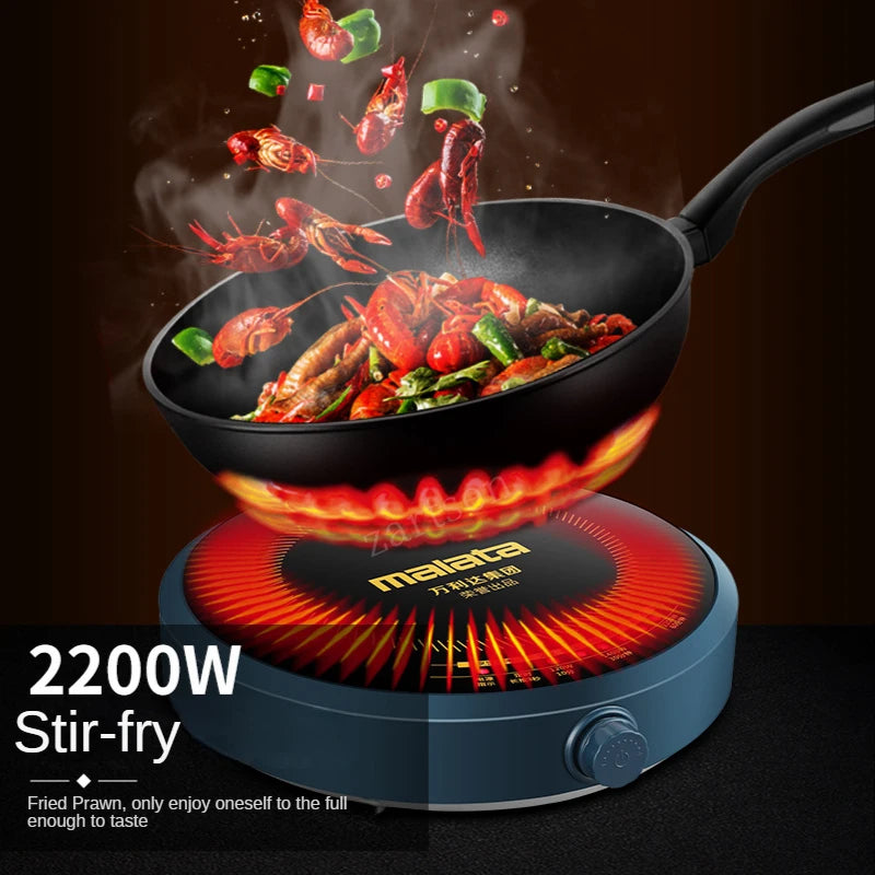 Electric Induction Cooker Boiler Waterproof 2200W Stir-Fry Cooking Plate Intelligent Hot Pot Stove Cooktop Burner