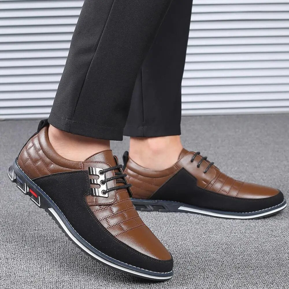 Men Casual Shoes Fashion Brand Classic Casual Men Pu Leather Shoes Black Hot Sale Breathable Business Lace-Up Men Shoes Big Size