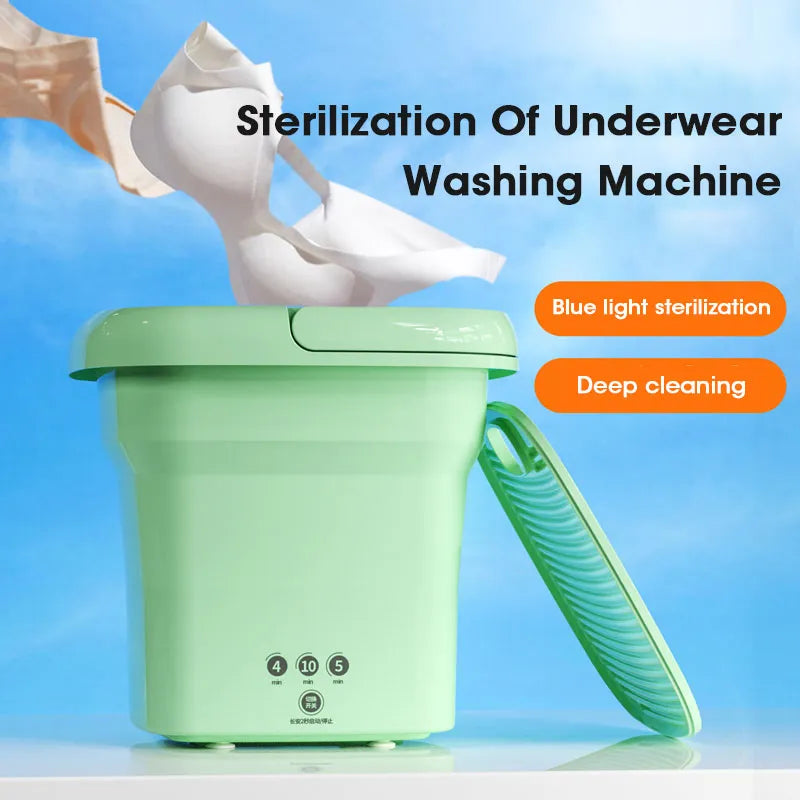 Portable Folding Washing Machine With Dryer Bucket for Clothes Socks Underwear Cleaning Washer Mini Small Travel Washing Machine