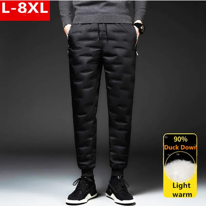 Duck Down Pants Men Outdoor Wadded Winter 8XL 7XL 6XL Jogger Warm Waterproof Thermal Trousers Plus Size Cold Resistant Clothes