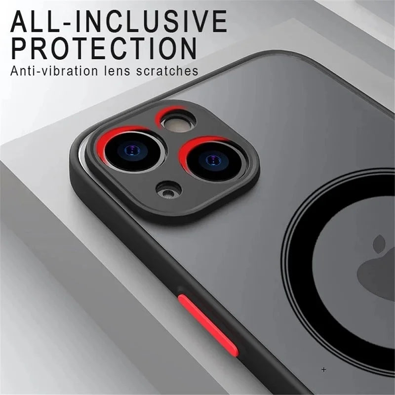 Luxury Magnetic For Magsafe Wireless Charge Case For iPhone 15 14 13 12 11 Pro Max Mini X XR XS Shockproof Armor Matte Cover