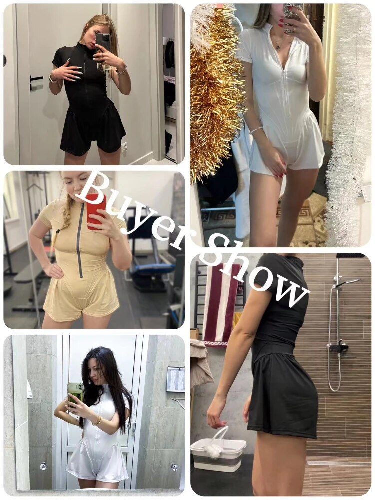 Sexy Bodycon Playsuit Women Jumpsuit O Neck Short Sleeve Zipper Bodysuit Female Elegant Slim Playsuits Rompers Sport Clothes