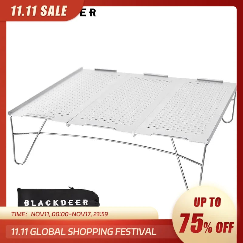 Blackdeer Outdoor Table Foldable Portable Aluminum Alloy Ultralight Camping Barbecue MINI Table Camping Furniture Silver