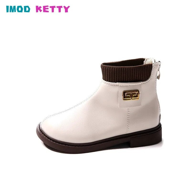 Girls Snow Kids Motorcycle Boot Toddler Girl Boots 2023 New Children Chelsea Boots Casual Autumn Winter Leather School Boy Shoes