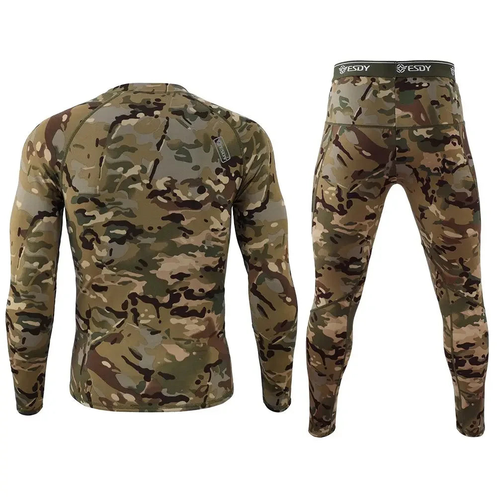 Winter Thermal Underwear Sports Sets Men's Camouflage Stretch Thermo Underwear Male Warm Long Johns Training Fitness Sportswear