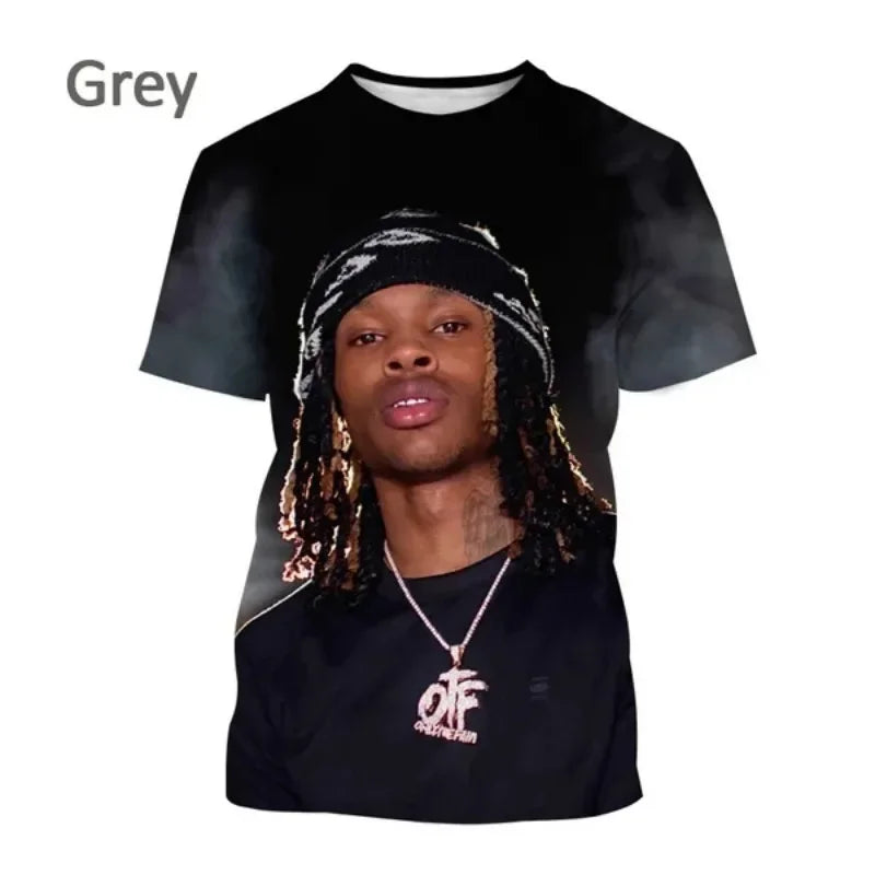 Hip-hop Singer King Von 3DT Shirt Men's Round Neck Casual Short-sleeved T-shirt Hip-hop T-shirt Harajuku Style Casual T-shirt