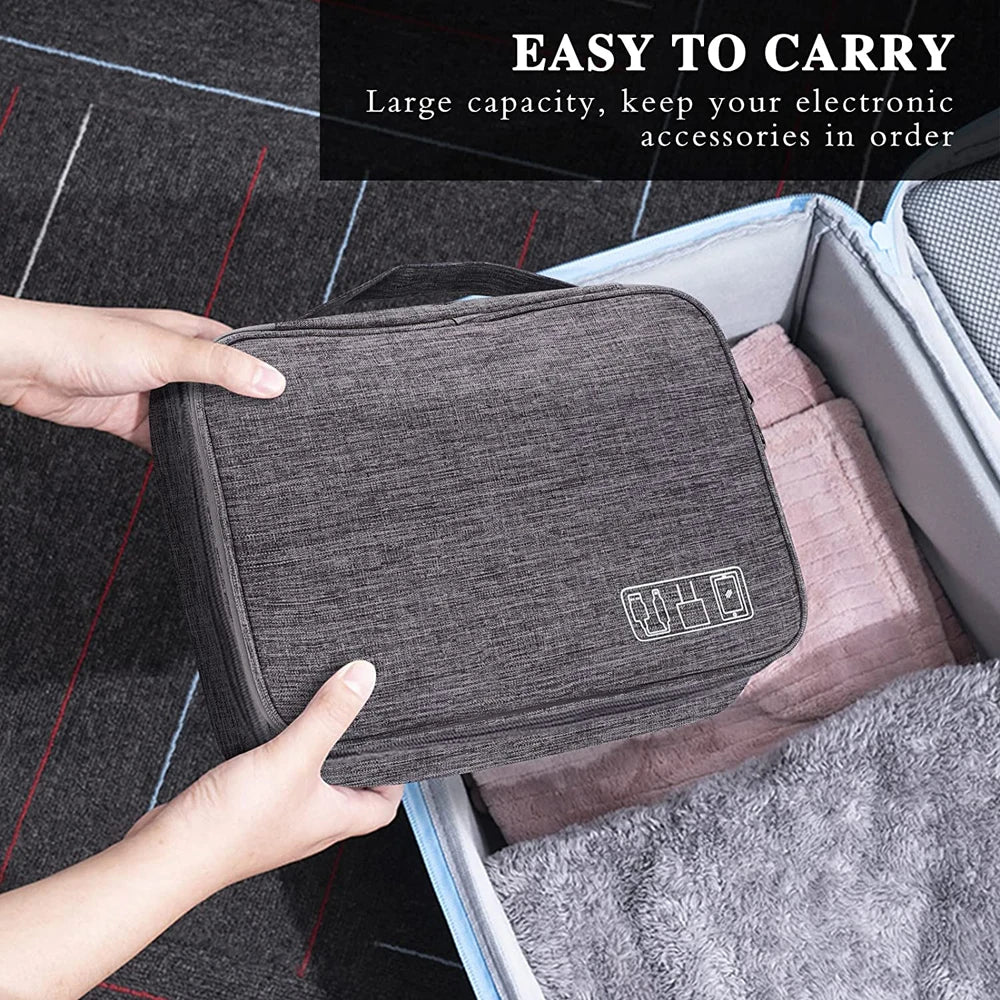 Electronic Organizer Electronic Accessories Bag Travel Cable Organizer Three-Layer for iPad Mini Kindle Hard Drives Cables