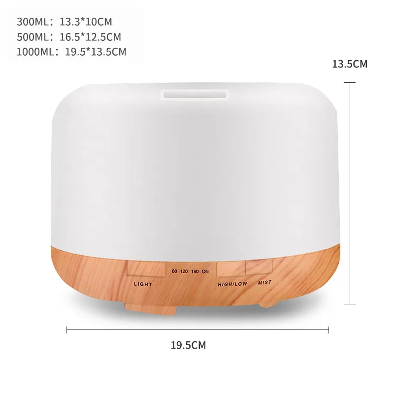 saengQ Electric Aroma Diffuser Air Humidifier 300ML 500ML 1000ML Ultrasonic Cool Mist Maker Fogger LED Essential Oil Diffuser