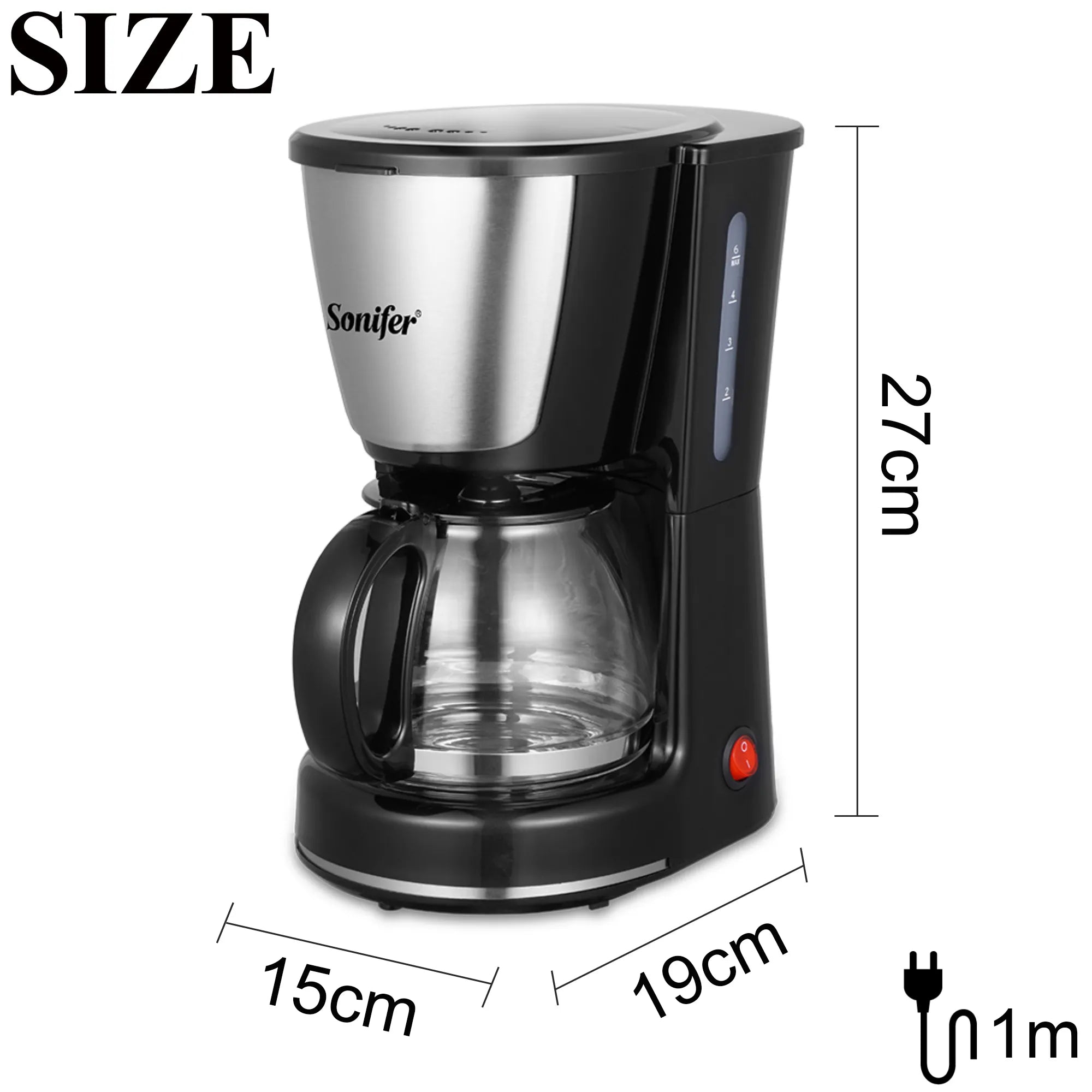 Sonifer 0.75L Electric Drip Coffee Maker 1000W Household Coffee Machine 6 Cup Tea Coffee Pot Milk Coffee Maker for Gift