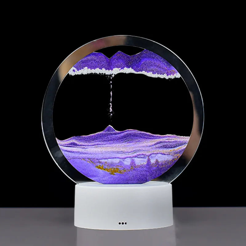 3D Moving Sand Art Picture Round Glass Deep Sea Sandscape Hourglass Quicksand Craft Flowing Sand Painting Office Home Decor Gift