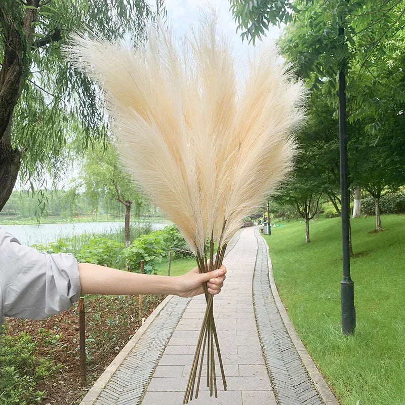 5Pcs 100/70cm Artificial Pampas Grass Bouquet New Year Holiday Wedding Party Home Decoration Plant Simulation Dried Flower Reed