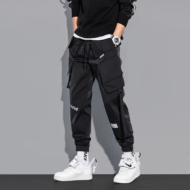 Men's Cargo Pants Hip Hop Multi-pocket Sweatpants Casual Trousers Harajuku Slim Fit Elastic Waist Joggers Loose Laser Harem Pant