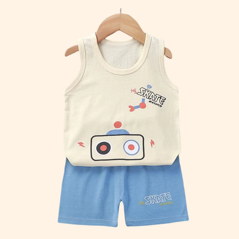 Children Sets Kids Clothes Boys Girls Vest Suit Summer Children's Clothing baby Cotton T-Shirts Shorts Tank Top Sleeveless