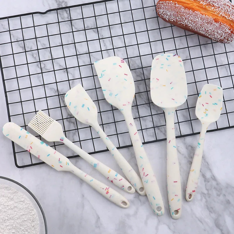 Silicone Spatula Kitchenware Baking 6-Piece Set One-Piece Cream Spatula Silicone Brush Silicone Spatula baking accessories