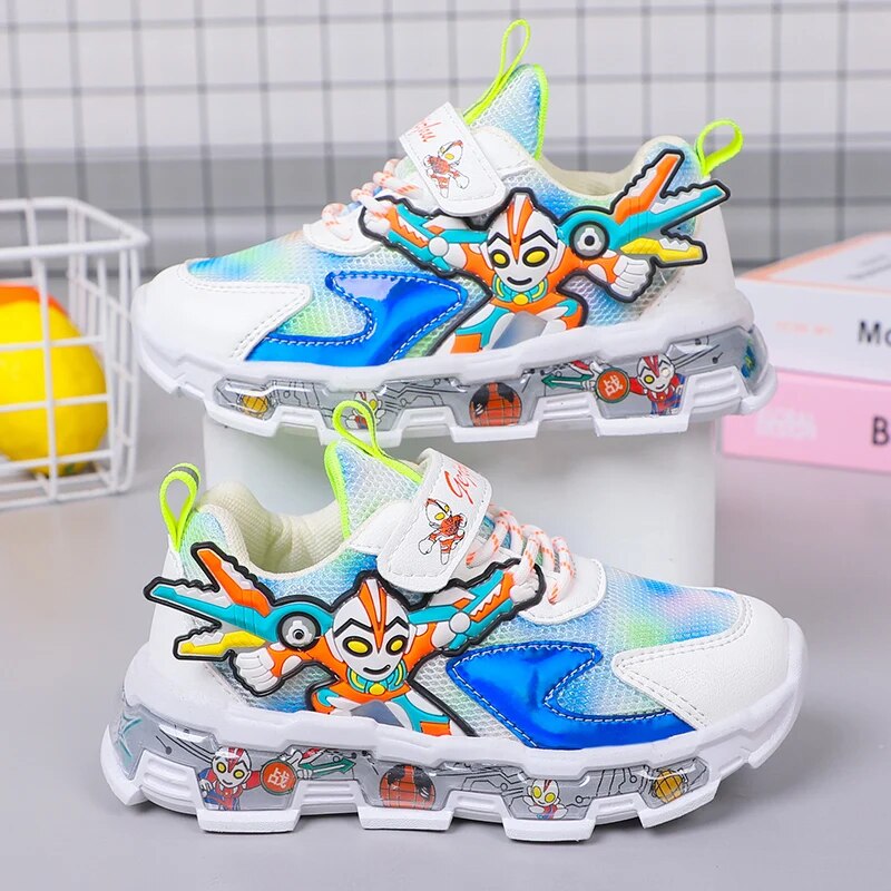 New Kids Shoes Breathable Mesh Boys Girls Cartoon Sneakers Magic Buckle Non-slip Children Casual Lightweight Running Shoes