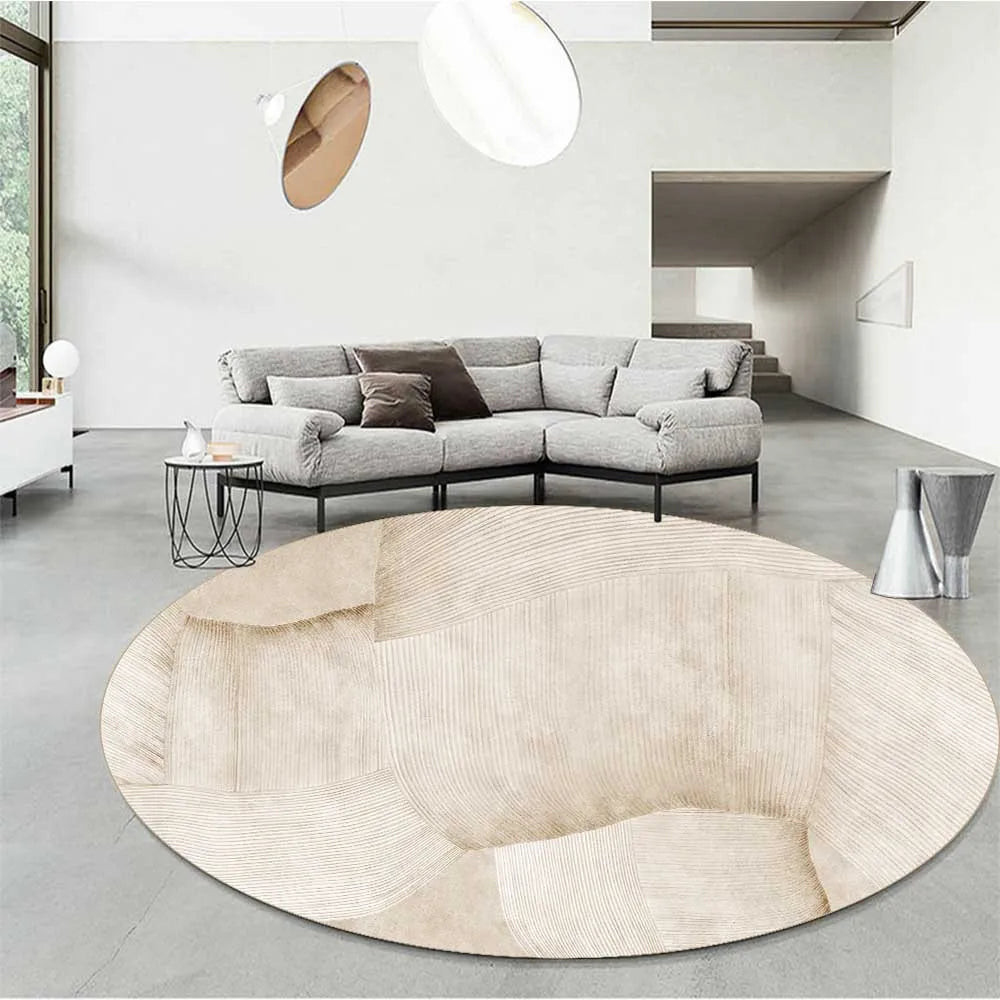 Light Luxury Round Carpet Abstract Bedroom Decor Rugs Dresser Computer Chair Non-slip Lounge Rug Home Balcony Soft Thick Carpets