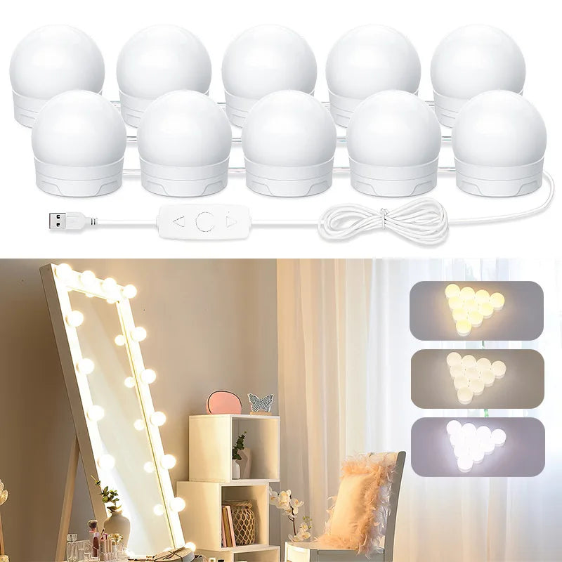 Makeup Mirror LED Light Bulbs Vanity Lights USB 12V Bathroom Dressing Lamp Lighting Dimmable LED Vanity Light For Mirror Light