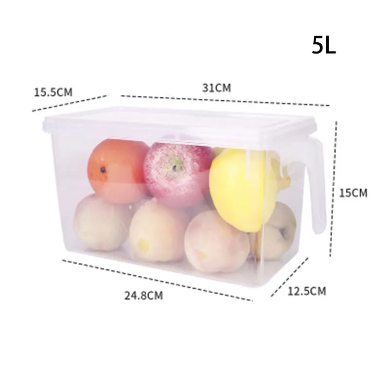 New Kitchen Storage Box Food Vegetable Storage Container PP fresh-keeping Storage Organizer Refrigerator Storage Box with Lid 5L