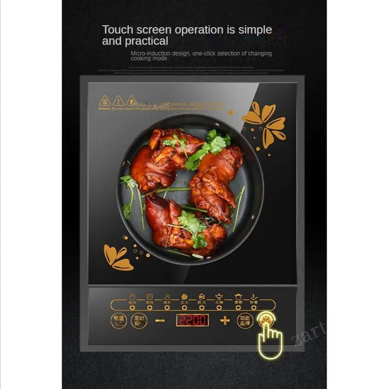 220V Electric Induction Cooker Boiler Waterproof 2200W Stir-Fry Cooking Plate Intelligent Hot Pot Stove Cooktop Burner