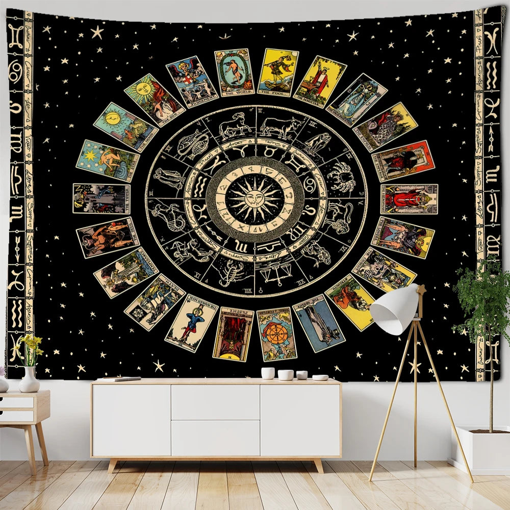 Mandala Tarot Tapestry Wall Hanging Zodiac Star Plate Sun And Moon Psychedelic Witchcraft Hippie Home Decor