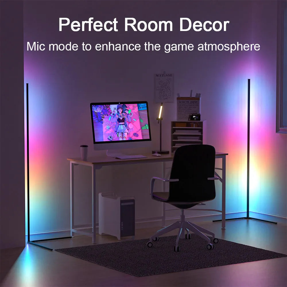 Living Room Corner Floor Lamp 140cm Bluetooth Smart RGB Mood Light for Bedroom Nordic Home Decor Table Lamp Stand lighting