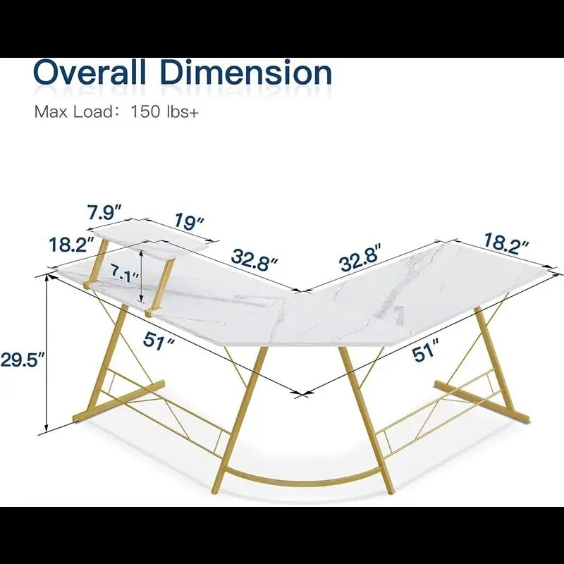 Wfs L Shaped Desk,Home Office Corner Desk, PC Table Workstation,Gaming Computer Desk,with Shelf,with Monitor Stand,51