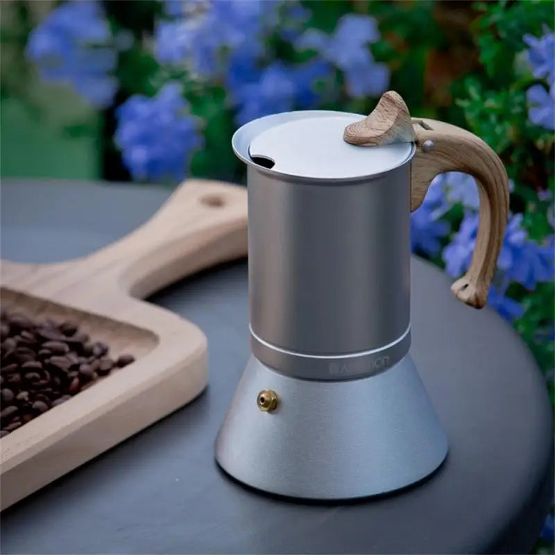 Bottom-covered Espresso Percolator Pot Food Grade Coffee Maker Aluminum Induction Cooker Heating Stove Coffee Pot Covered