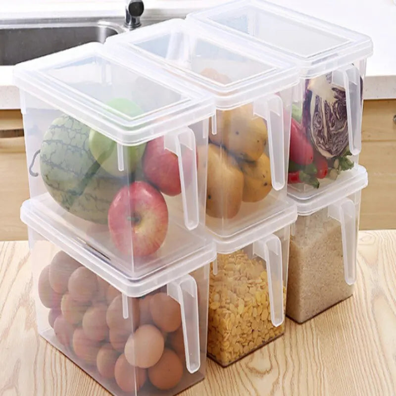 2pc Clear Food Storage Box Food Storage Container With Lid Plastic Kitchen And Pantry Organization Canisters