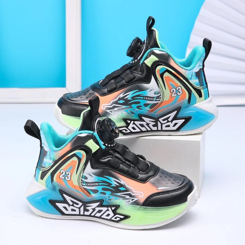 New Arrival Kids Basketball Shoes Boys Sneakers Leather Non-slip Children Sports Shoes Outdoor Child Boy Training Athletic Shoes